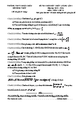 Đề thi khảo sát chất lượng lần I năm học 2015 2016 môn Toán lớp 12